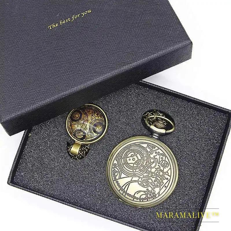 Retro Bronze Steampunk Series Pocket Watch Sets Men Women Watch Necklace Pendant Gift S