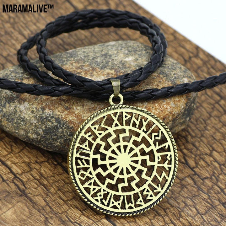 Retro Hollow Sun Gear Lunavin Men's Necklace