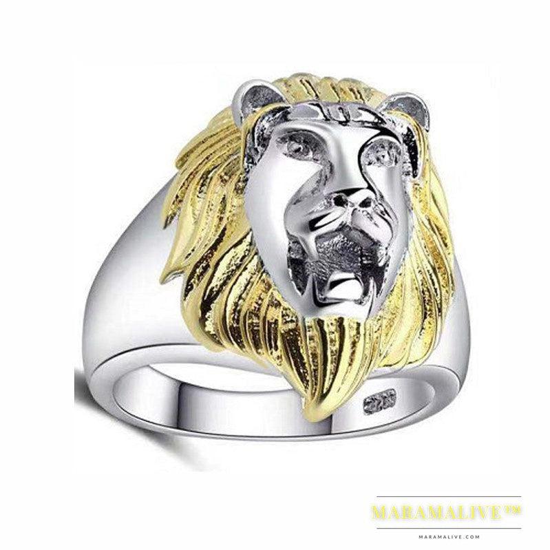 Retro Punk Lion's Head Ring