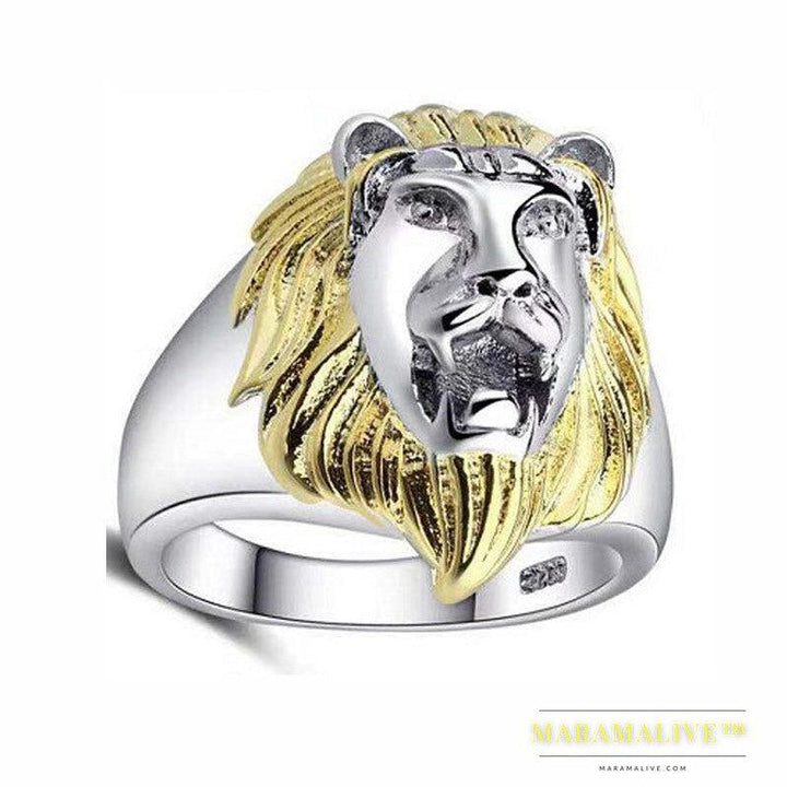 Retro Punk Lion's Head Ring