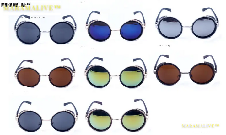 Retro Steampunk Round Metal Sunglasses