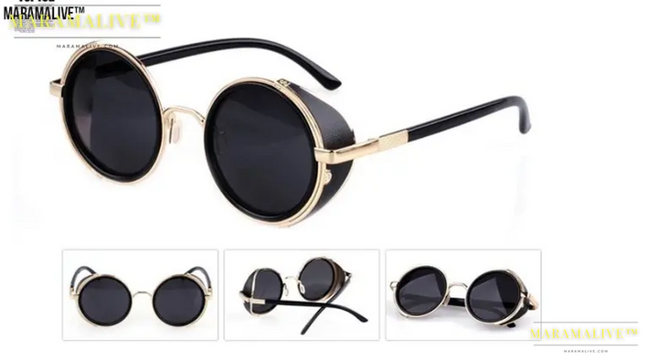 Retro Steampunk Round Metal Sunglasses