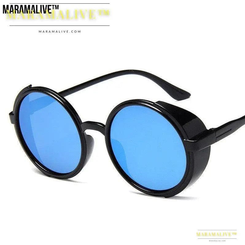 Retro round frame steampunk sunglasses