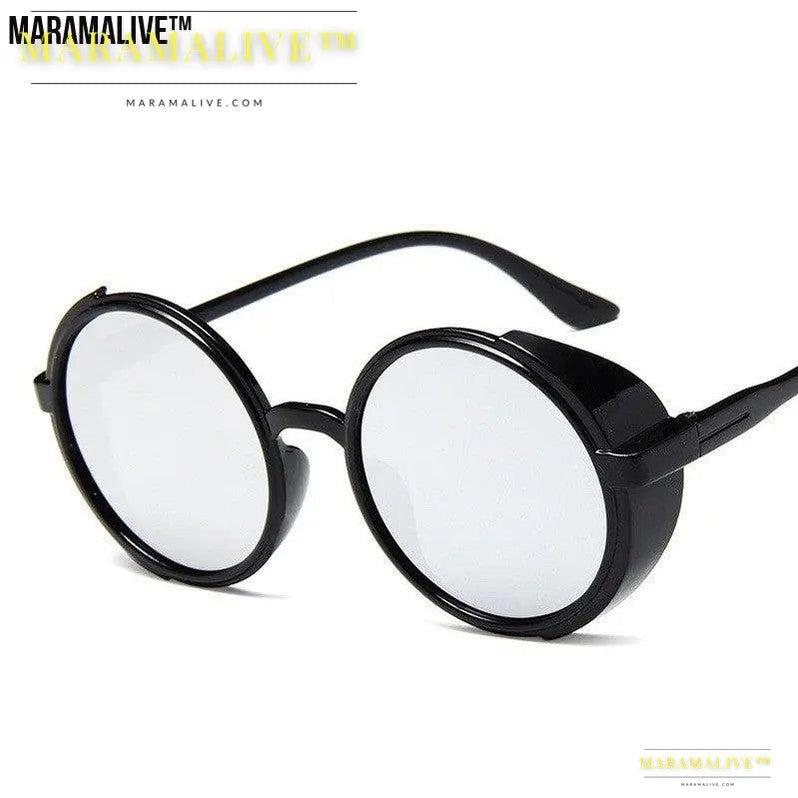 Retro round frame steampunk sunglasses