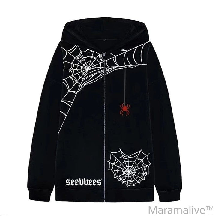 Rhinestone Full Zip Hoodie Skeleton Goth Sweatshirt Pull Long Sleeve Black Hoodies Y2k Fashion Men's Women's Sport Jackets Coats