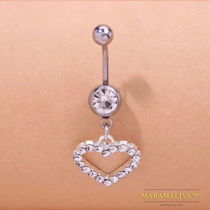 Rhinestone Heart Belly Button Nails Body Piercing Jewelry Sexy Crystal Belly Button Ring Jewelry for Women