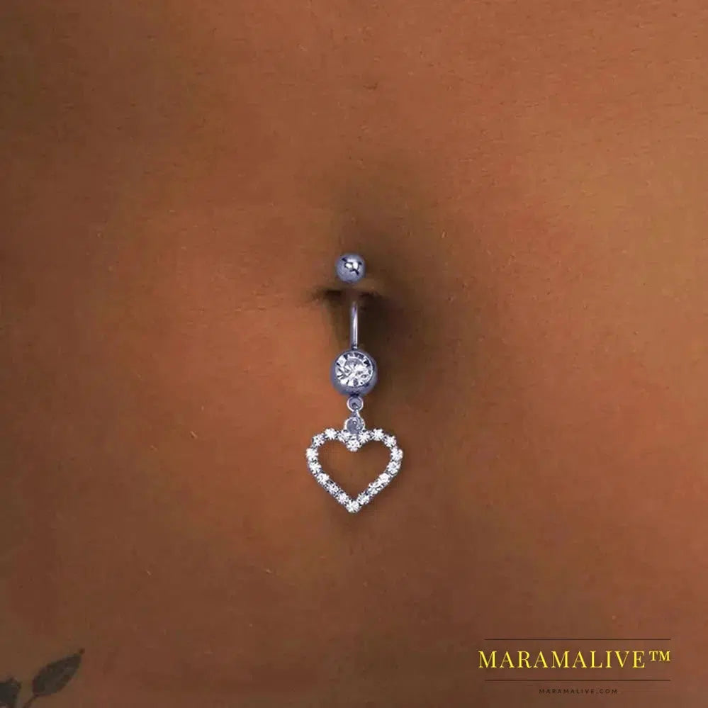 Rhinestone Heart Belly Button Nails Body Piercing Jewelry Sexy Crystal Belly Button Ring Jewelry for Women