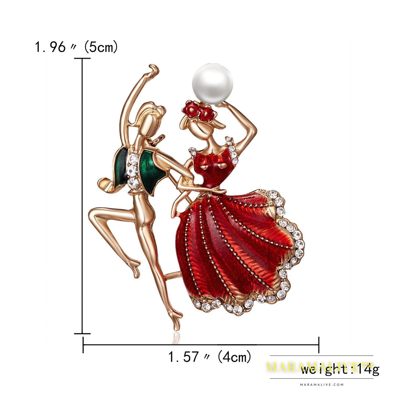 Rhinestone Pearl Dress Dancing Girl Brooches Women Dancer Sports Brooch Pins Gifts