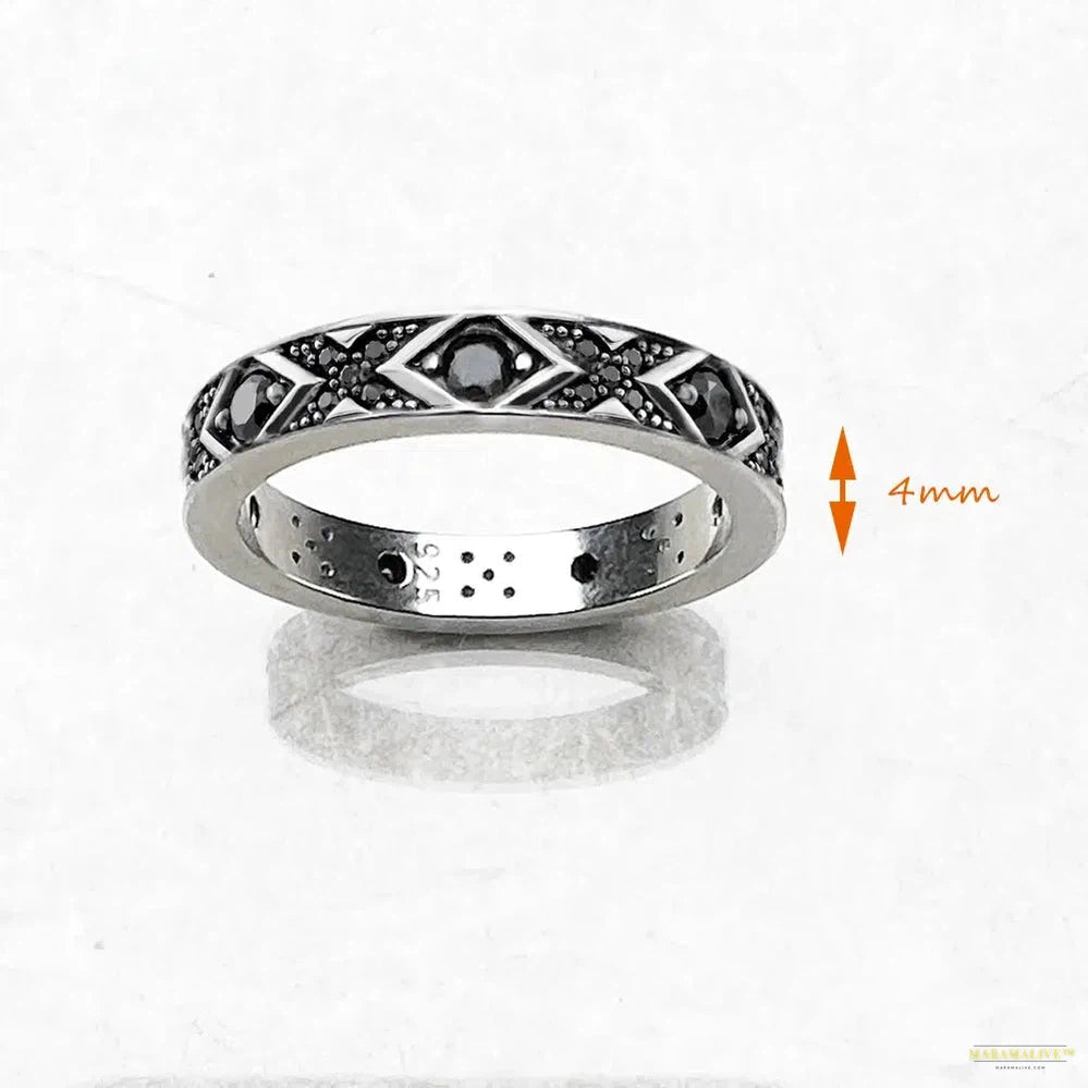 Ring Black Asian Ornament Europe Style Ethnic Fine Jewelry For Women Men Summer Brand New Pure 925 Sterling Silver Gift