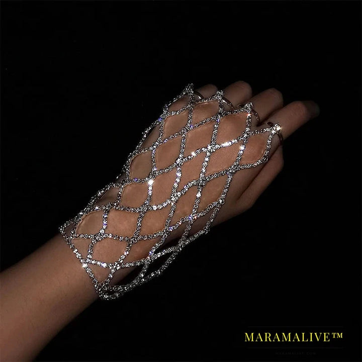 Ring Charm Finger Mesh Linked Bracelet Jewelry Femme for Women Hand New Fashion Luxury Bangles 2024 Designer