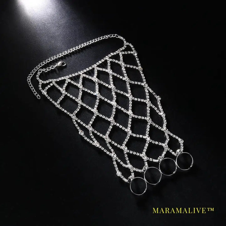 Ring Charm Finger Mesh Linked Bracelet Jewelry Femme for Women Hand New Fashion Luxury Bangles 2024 Designer