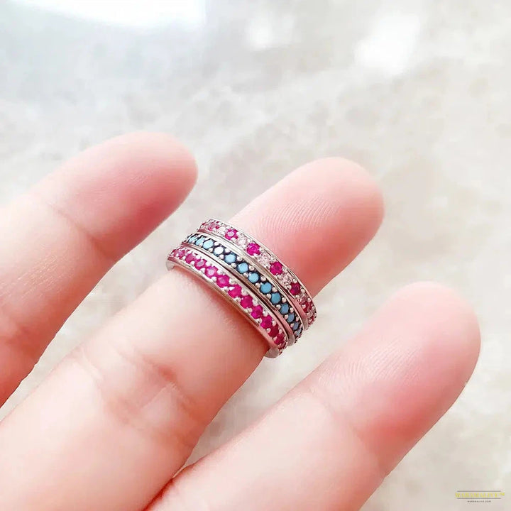 Ring Elegance Colourful Stones Europe Romantic Fine Jewelry For Women Brand New Real 925 Sterling Silver Gift