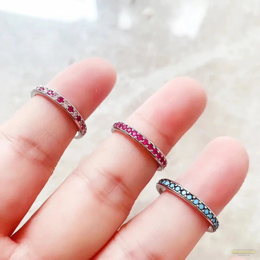 Ring Elegance Colourful Stones Europe Romantic Fine Jewelry For Women Brand New Real 925 Sterling Silver Gift