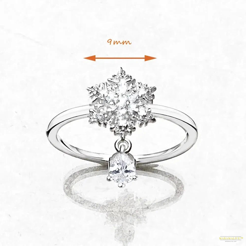 Ring Snowflake Europe Style Fine Jewerly For Women Winter Brand New Romantic Gift In 925 Sterling Silver