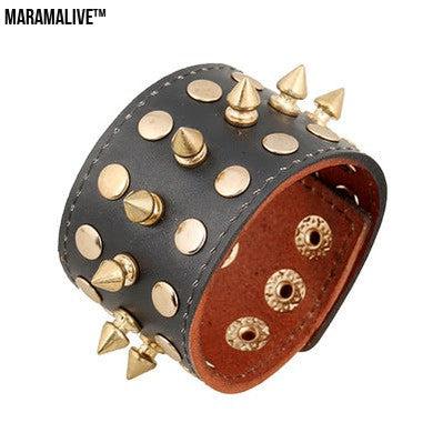 Rock punk leather bracelet