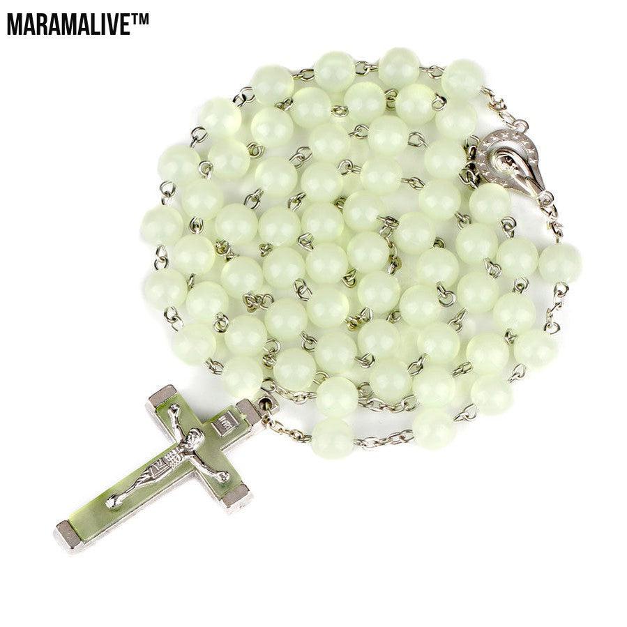 Rosary Jewelry Luminous Rosary Cross Necklace