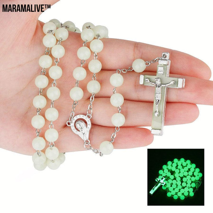 Rosary Jewelry Luminous Rosary Cross Necklace