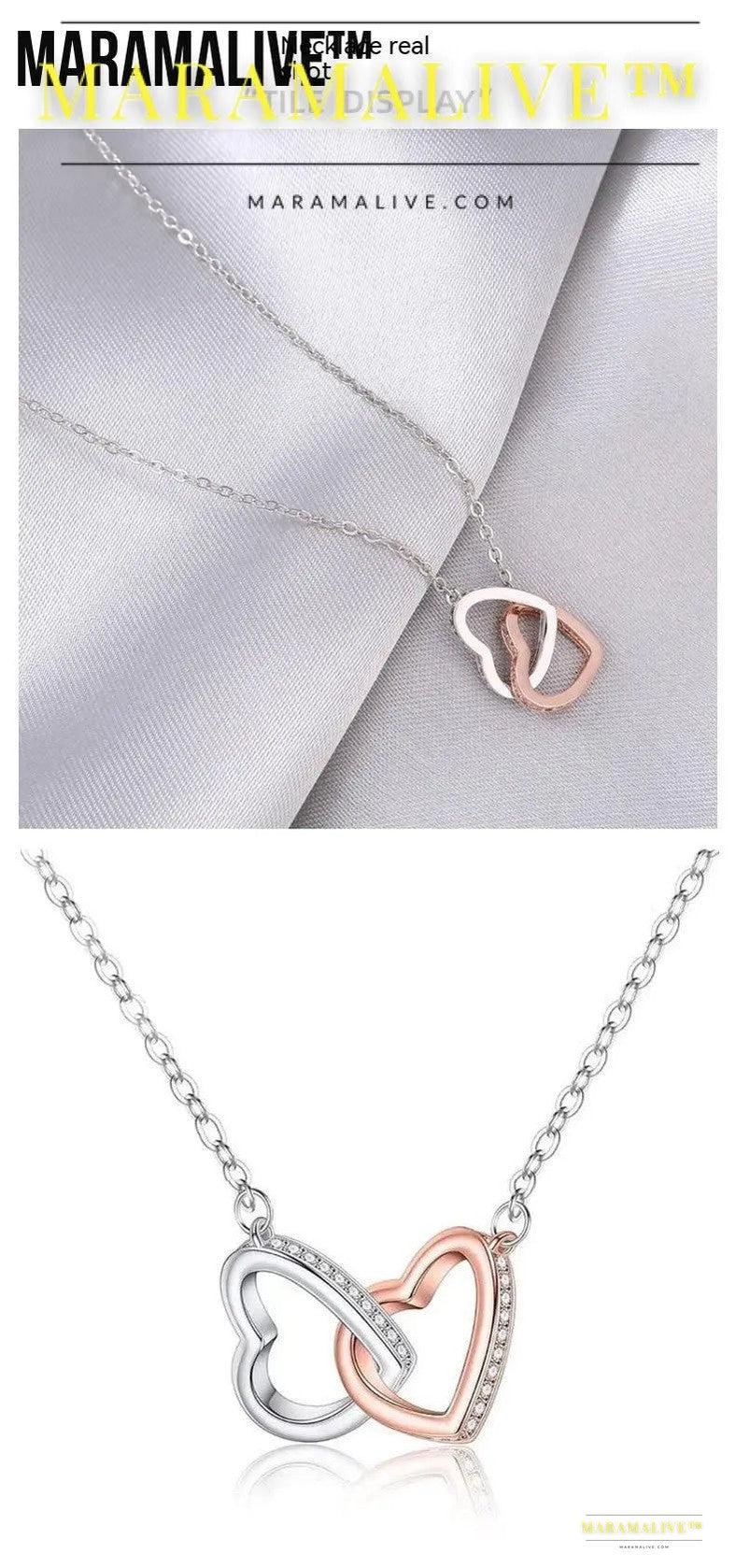 Rose Gold Necklace Hearts Ladies' Pendant