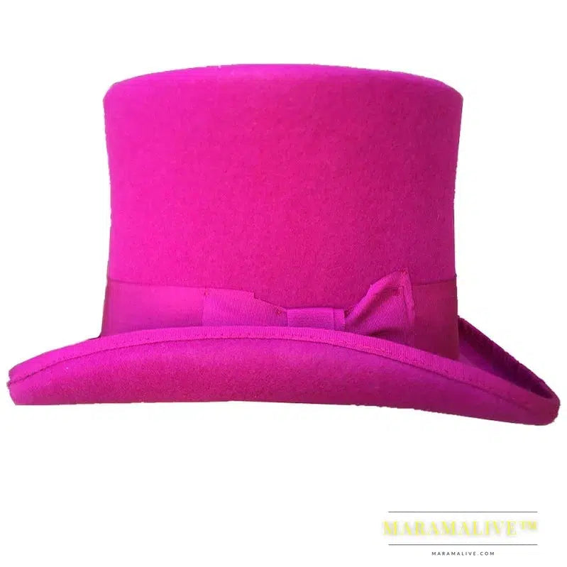 Rose PINK Women Top Hat Victorian Cylinder Hat Chimney Pot Steampunk Mad Hatter Hat Toppper