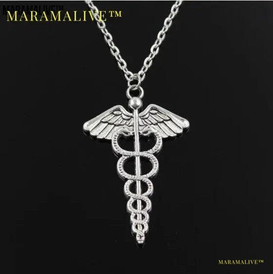 Rotating Dragonfly Snake Stick Angel Wings Necklace