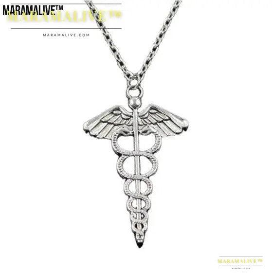 Rotating Dragonfly Snake Stick Angel Wings Necklace