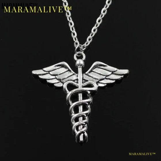 Rotating Dragonfly Snake Stick Angel Wings Necklace