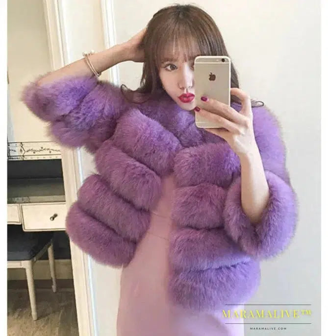 S-2XL Hooded Coats Women Winter Top Fashion Pink FAUX Fur Coat Elegant Thick Warm Outerwear Fake Fur Woman Jacket