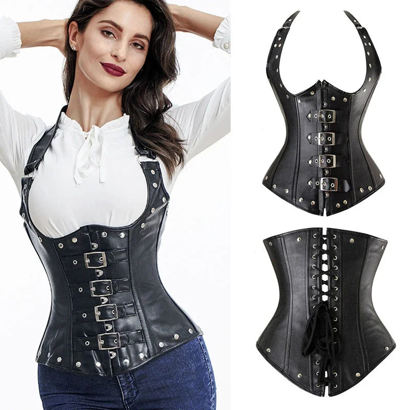 Steampunk Corset Top Women Corset Sexy Bustier Gothic Corselet Overbust Leather Bustier Waist Trainer Plus Size 6xl Steel Boned - Maramalive™