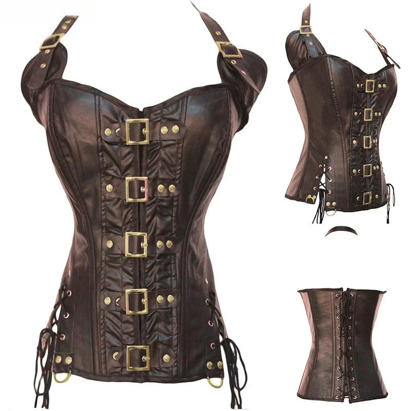 Steampunk Corset Top Women Corset Sexy Bustier Gothic Corselet Overbust Leather Bustier Waist Trainer Plus Size 6xl Steel Boned - Maramalive™