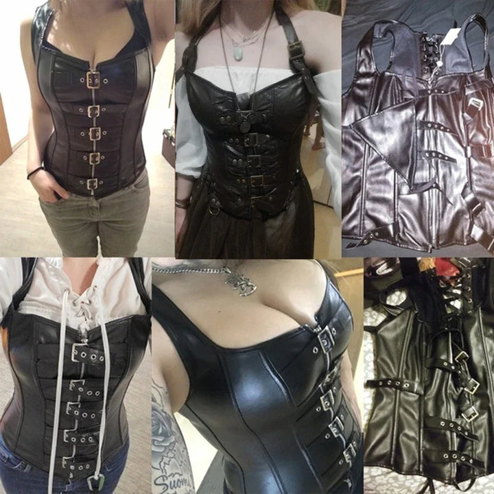 Steampunk Corset Top Women Corset Sexy Bustier Gothic Corselet Overbust Leather Bustier Waist Trainer Plus Size 6xl Steel Boned - Maramalive™