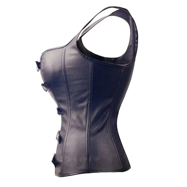 Sexy Steampunk PU Faux Leather Corset Retro Gothic Body Shapewear Bustier Zipper Buckled Steel Boned Corselet Plus 6XL - Maramalive™