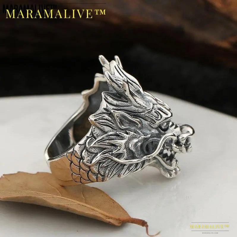 S925 Sterling Silver Dragon Ring | Vintage Exquisitely Crafted Ring