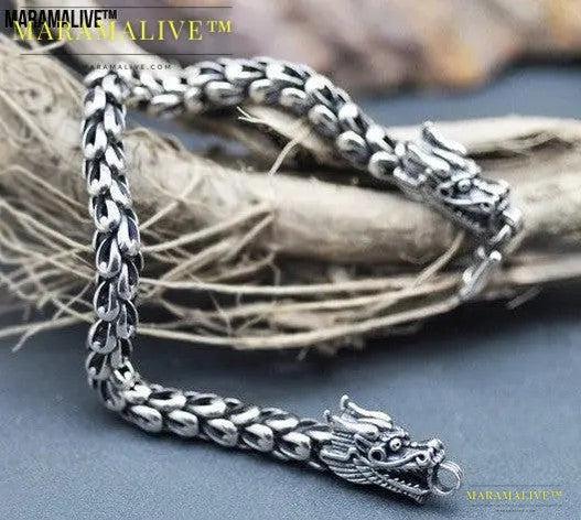 S925 Sterling Silver Dragon Scale Retro Bracelet