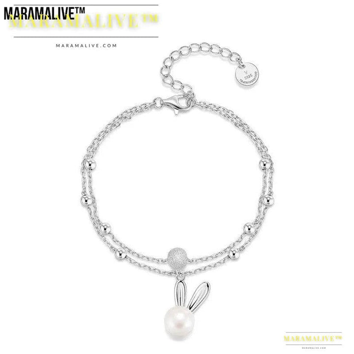 S925 Sterling Silver Freshwater Pearl Pendant Clavicle Chain