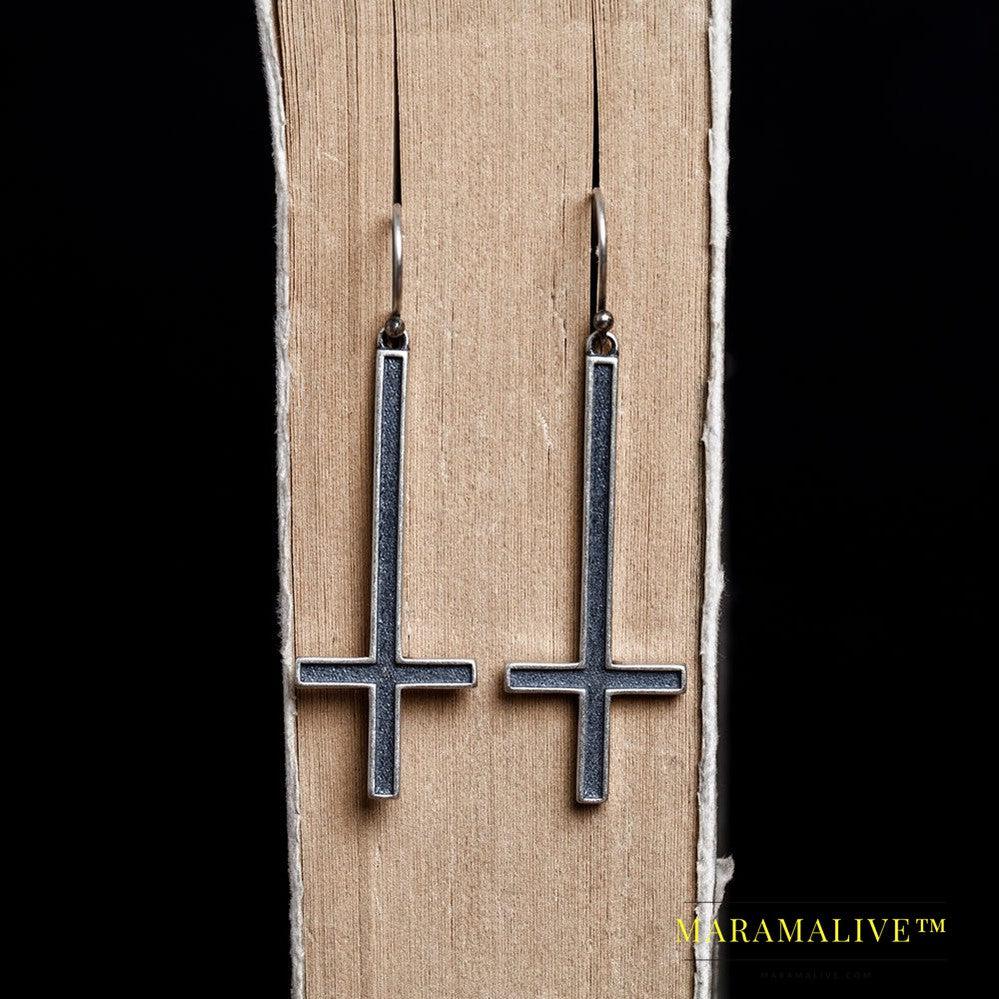 S925 Sterling Silver Gothic Earrings Cross