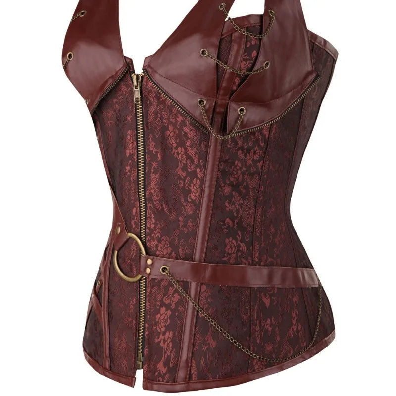 Leather Tight Corset Steampunk Leather Corsets Top Plus Size Sexy Halter Overbust Bustier Vintage Outerwear Costume S-6XL - Maramalive™