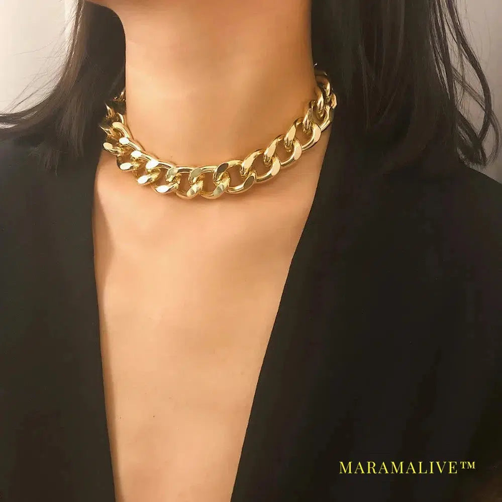 SHIXIN Punk Exaggerated Heavy Metal Big Thick Chain Choker Necklace Women Goth Fashion Night Club Jewelry Female Chocker Collier