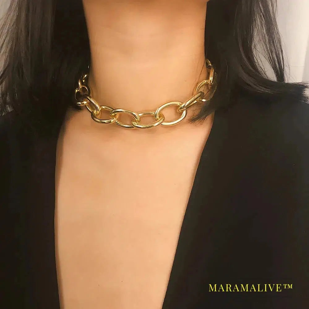 SHIXIN Punk Exaggerated Heavy Metal Big Thick Chain Choker Necklace Women Goth Fashion Night Club Jewelry Female Chocker Collier