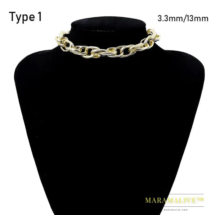 SHIXIN Punk Exaggerated Heavy Metal Big Thick Chain Choker Necklace Women Goth Fashion Night Club Jewelry Female Chocker Collier