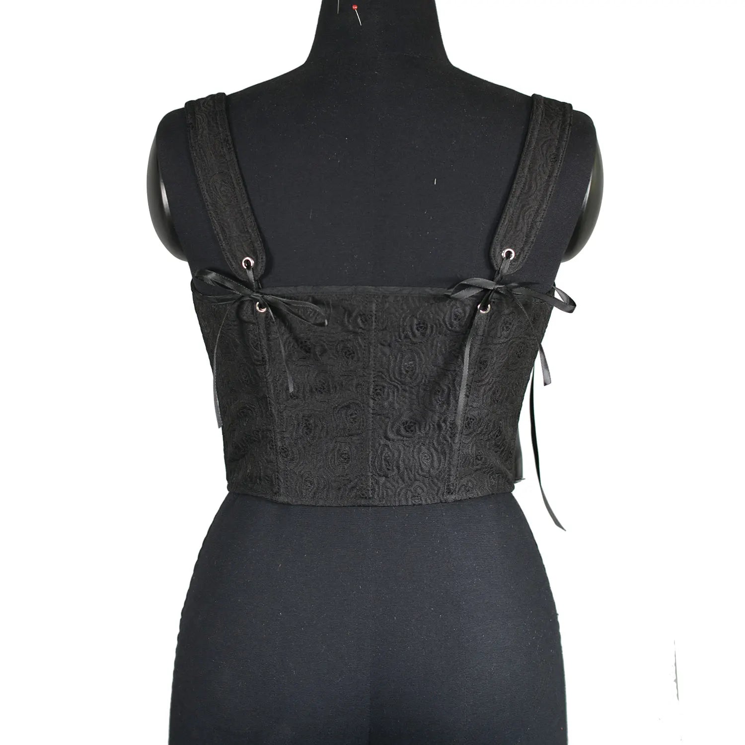 Women's Gothic Corset Vest Women Strappy Jacquard Crop Top Summer Slim Fit Camisole Bustier