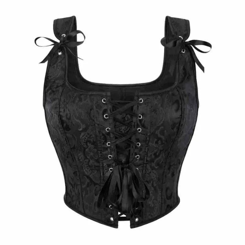 Vintage Jacquard Overbust Corset Women Crop Top Sexy Bustier Vest Tank Plus Size Gothic Brocade Victorian Corselet