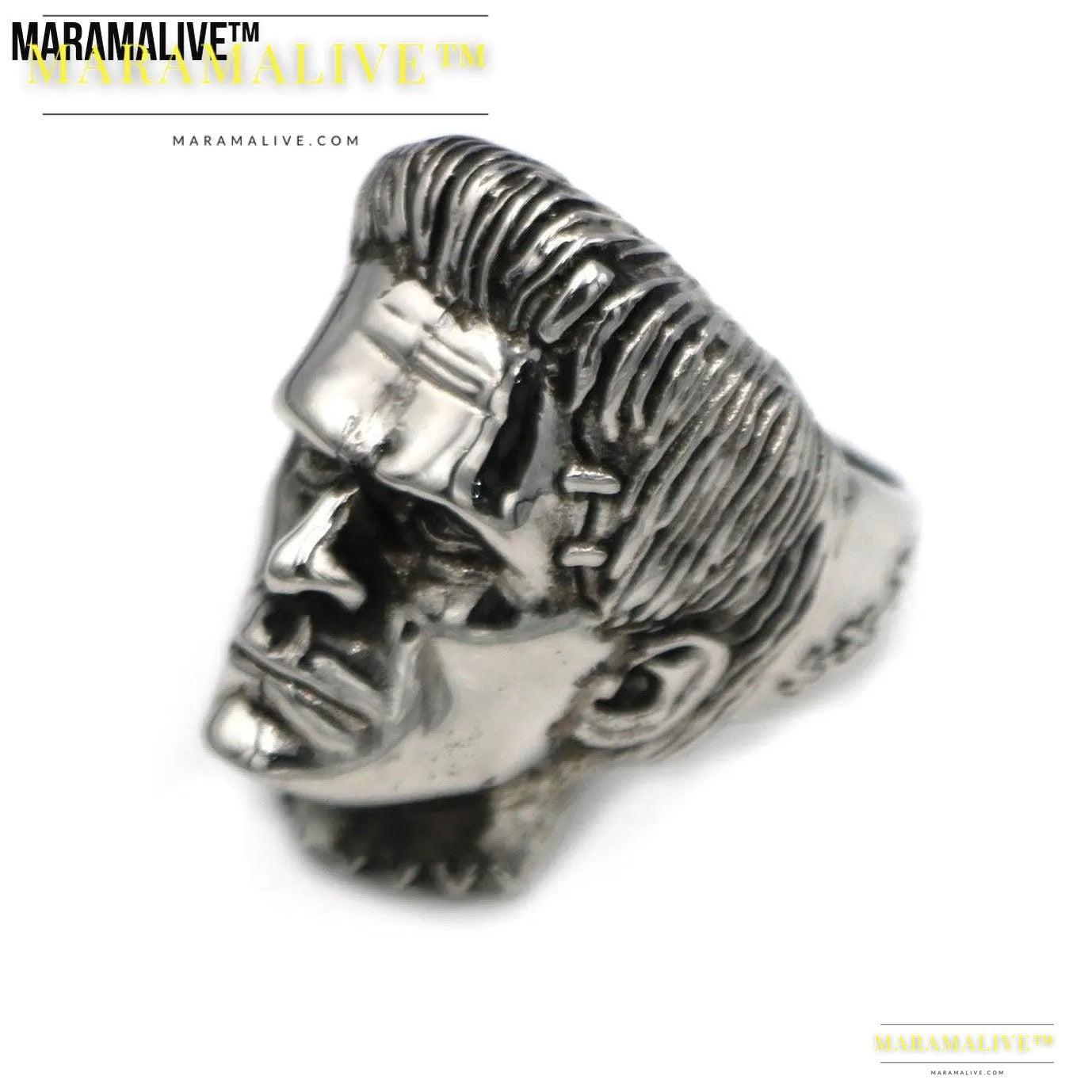 Science Fiction Victor Frankenstein Rings Punk Horror Scientist Stainless Steel Skull Ring Men's Biker Jewelry