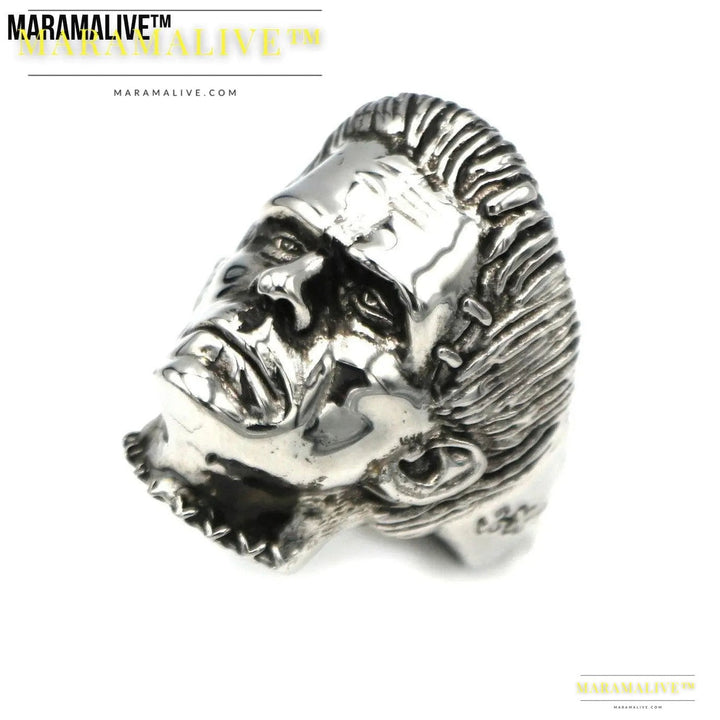 Science Fiction Victor Frankenstein Rings Punk Horror Scientist Stainless Steel Skull Ring Men's Biker Jewelry