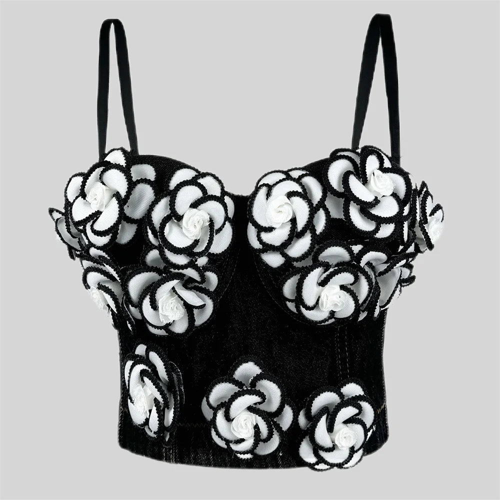 Maramalive™ -Sexy Lace Crop Top for Women, Lace Beaded Bra, 3D Flower Push Up Bralet, Tube Top, Corset Bustier, Party Streetwear - Maramalive™