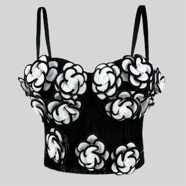 Maramalive™ -Sexy Lace Crop Top for Women, Lace Beaded Bra, 3D Flower Push Up Bralet, Tube Top, Corset Bustier, Party Streetwear - Maramalive™