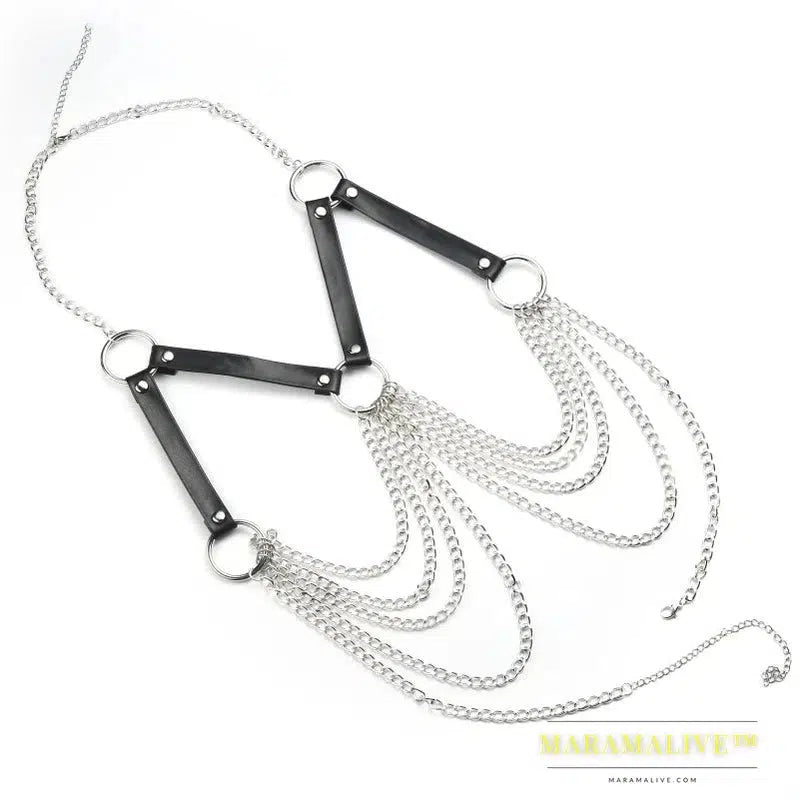 Sexy Body Harness Woman Chain Top Punk Rock Leather Belt Club Festival Fashion Jewelry Goth Accessories