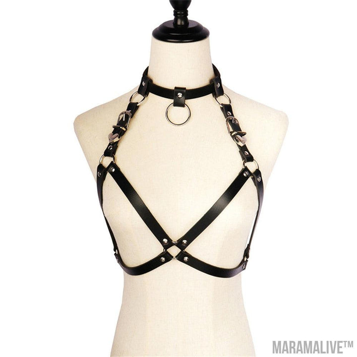 Sexy Lady Punk Collar Strap One Heart Belt Belt Strap Chest Personalized Hip Hop Harness Leather Goods