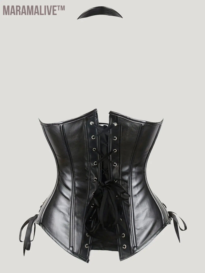 Sexy Leather Corset Top Steampunk Bustier and Corsets for Women Waist Corset Underbust Slimming Waist Trainer Halter Lace Up