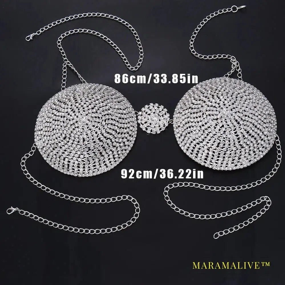 Sexy Rhinestone Body Chain Bra Harness Lingerie for Women Festival Accessories Crystal Bikini Bra Underwear Jewelry