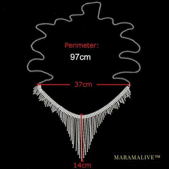 Sexy Rhinestone Tassel Underwear Thong Panties For Women Crystal Body Chain Jewelry Hide-it Jewelry Valentine's Gift